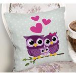 - K425-Gorsel-1 - Realhomes Baykuş Desenli Dijital Baskılı Dekoratif Yastık Kırlent Kılıfı Realhomes