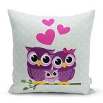- K425-Gorsel - Realhomes Baykuş Desenli Dijital Baskılı Dekoratif Yastık Kırlent Kılıfı Realhomes