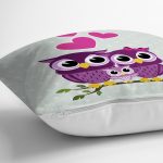 - K425-Gorsel-2 - Realhomes Baykuş Desenli Dijital Baskılı Dekoratif Yastık Kırlent Kılıfı Realhomes