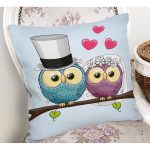 - K426-Gorsel-1 - Realhomes Baykuş Desenli Dijital Baskılı Dekoratif Yastık Kırlent Kılıfı Realhomes