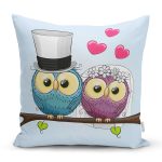 - K426-Gorsel - Realhomes Baykuş Desenli Dijital Baskılı Dekoratif Yastık Kırlent Kılıfı Realhomes