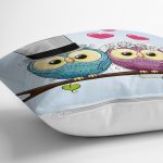 - K426-Gorsel-2 - Realhomes Baykuş Desenli Dijital Baskılı Dekoratif Yastık Kırlent Kılıfı Realhomes