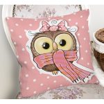 - K428-Gorsel-1 - Realhomes  Baykuş Desenli Dijital Baskılı Dekoratif Yastık Kırlent Kılıfı Realhomes