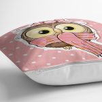 - K428-Gorsel-2 - Realhomes  Baykuş Desenli Dijital Baskılı Dekoratif Yastık Kırlent Kılıfı Realhomes