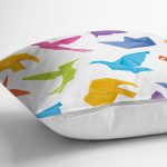 - K4831-Gorsel-2 - Realhomes  Realhomes Beyaz Zeminli Origami Sanatı Dijital Baskılı Modern Yastık Kılıfı Realhomes