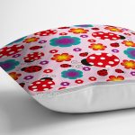 - K4836-Gorsel-2 - Realhomes  Realhomes Pembe Zeminde Uğurböceği Dijital Baskılı Modern Yastık Kılıfı Realhomes