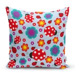 - K4837-Gorsel - Realhomes  Realhomes Mavi Zeminde Uğurböceği Dijital Baskılı Modern Yastık Kılıfı Realhomes