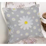 Realhomes Papatya Desenli Dijital Baskılı Modern Yastık Kılıfı Realhomes