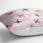 Realhomes Uçak Desenli Bulutlar Dijital Baskılı Modern Kırlent Kılıfı Realhomes