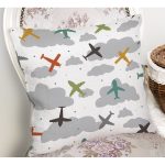 - K4861-Gorsel-1 - Realhomes  Realhomes Uçak Desenli Bulutlar Dijital Baskılı Modern Kırlent Kılıfı Realhomes