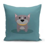 - K4879-Gorsel - Realhomes Realhomes Köpek Desenli Dijital Baskılı Modern Kırlent Kılıfı Realhomes