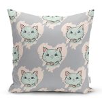 - K4893-Gorsel - Realhomes  Realhomes Kedi Desenli Dijital Baskılı Modern Kırlent Kılıfı Realhomes