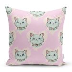 Realhomes Kedi Desenli Dijital Baskılı Modern Kırlent Kılıfı Realhomes