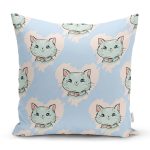 - K4895-Gorsel - Realhomes  Realhomes Kedi Desenli Dijital Baskılı Modern Kırlent Kılıfı Realhomes