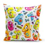 Realhomes Renkli Sayılar Dijital Baskılı Modern Kırlent Kılıfı Realhomes