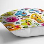 Realhomes Renkli Sayılar Dijital Baskılı Modern Kırlent Kılıfı Realhomes