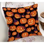 Realhomes Siyah Zeminde Balkabağı Dijital Baskılı Modern Kırlent Kılıfı Realhomes