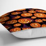 Realhomes Siyah Zeminde Balkabağı Dijital Baskılı Modern Kırlent Kılıfı Realhomes