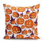 - K4905-Gorsel - Realhomes  Realhomes Beyaz Zeminde Balkabağı Dijital Baskılı Modern Kırlent Kılıfı Realhomes