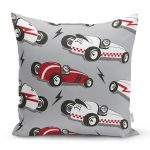 - K4906-Gorsel - Realhomes  Realhomes Yarış Arabalı Dijital Baskılı Modern Kırlent Kılıfı Realhomes