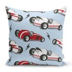 - K4908-Gorsel - Realhomes Realhomes Yarış Arabalı Dijital Baskılı Modern Kırlent Kılıfı Realhomes