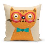 - K4911-Gorsel - Realhomes Realhomes Renkli Kedi Dijital Baskılı Modern Kırlent Kılıfı Realhomes