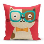 - K4912-Gorsel - Realhomes Realhomes Renkli Kedi Dijital Baskılı Modern Kırlent Kılıfı Realhomes