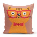 - K4913-Gorsel - Realhomes Realhomes Renkli Kedi Dijital Baskılı Modern Kırlent Kılıfı Realhomes