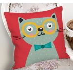 Realhomes Renkli Kedi Dijital Baskılı Modern Kırlent Kılıfı Realhomes