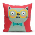 Realhomes Renkli Kedi Dijital Baskılı Modern Kırlent Kılıfı Realhomes