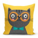 - K4917-Gorsel - Realhomes Realhomes Renkli Kedi Dijital Baskılı Modern Kırlent Kılıfı Realhomes