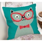 Realhomes Renkli Kedi Dijital Baskılı Modern Kırlent Kılıfı Realhomes