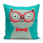 Realhomes Renkli Kedi Dijital Baskılı Modern Kırlent Kılıfı Realhomes