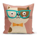 - K4919-Gorsel - Realhomes Realhomes Renkli Kedi Dijital Baskılı Modern Kırlent Kılıfı Realhomes