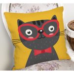 Realhomes Renkli Kedi Dijital Baskılı Modern Kırlent Kılıfı Realhomes