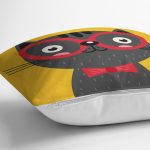 Realhomes Renkli Kedi Dijital Baskılı Modern Kırlent Kılıfı Realhomes