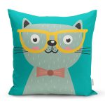 - K4921-Gorsel - Realhomes Realhomes Renkli Kedi Dijital Baskılı Modern Kırlent Kılıfı Realhomes