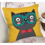 Realhomes Renkli Kedi Dijital Baskılı Modern Kırlent Kılıfı Realhomes