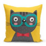 Realhomes Renkli Kedi Dijital Baskılı Modern Kırlent Kılıfı Realhomes