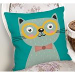 Realhomes Renkli Kedi Dijital Baskılı Modern Kırlent Kılıfı Realhomes