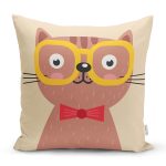 - K4924-Gorsel - Realhomes  Realhomes Renkli Kedi Dijital Baskılı Modern Kırlent Kılıfı Realhomes