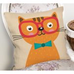 Realhomes Renkli Kedi Dijital Baskılı Modern Kırlent Kılıfı Realhomes