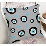 Realhomes Nazar Boncuklu Dijital Baskılı Modern Kırlent Kılıfı Realhomes