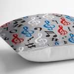 Realhomes Gri Zeminli Sol Anahtarlı Dijital Baskılı Modern Yastık Kılıfı Realhomes