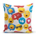 - K4934-Gorsel - Realhomes Realhomes Emoji ve Like Dijital Baskılı Modern Yastık Kılıfı Realhomes