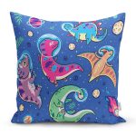 - K4938-Gorsel - Realhomes Realhomes Sevimli Dinazorlar Dijital Baskılı Modern Yastık Kılıfı Realhomes