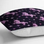 Realhomes Siyah Zeminde Pembe Yıldız Dijital Baskılı Modern Yastık Kılıfı Realhomes