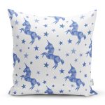 Realhomes Beyaz Zeminde Pembe Yıldız Dijital Baskılı Modern Yastık Kılıfı Realhomes