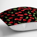 - K4946-Gorsel-2 - Realhomes Realhomes Siyah Zeminde Kiraz Desenli Dijital Baskılı Modern Yastık Kılıfı Realhomes