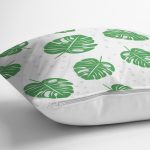 Realhomes Beyaz Zeminde Yapraklar Dijital Baskılı Modern Yastık Kılıfı Realhomes